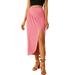 Allegra K Women's Maxi Long Casual Elastic Waist Side Split Slit Asymmetrical Skirt