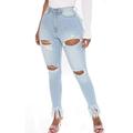 Women High Waist Skinny Stretch Ripped Jeans Destroyed Denim Pants Ladies Juniors Cute Distressed Jeans Skinny Pencil Casual Boyfriend Jeans With Hole