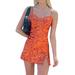 One Opening Women's Bodycon Spaghetti Strap Sleeveless V Neck Lace Mini Dress