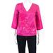 Badgley Mischka Womens Top Size 8 Pink Cotton Sequined V-Neck $495 New BST1118