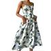 Womens Dresses Summer Casual Spaghetti Strap Floral Button Down Swing Midi Dress Boho Sundress with Pockets