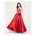 SAY YES TO THE PROM Womens Red Embellished Solid Spaghetti Strap V Neck Full-Length Fit + Flare Prom Dress Size 1\2
