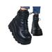 Colisha Women's Platform Heel Chelsea Boots Combat Ankle Boots Punk Gothic Zipper Shoes