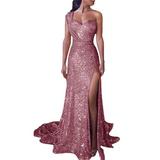 Slantway Plus Size Prom Cocktail Formal Dress For Women Strapless Fishtail Ball Prom Gown Bridesmaid Wedding Split Bodycon Dress Party Cocktail Sequin Sparkly Long Maxi Dress Rose Gold M