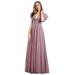Ever-Pretty Women's Double V-Neck Patchwork Wedding Party Dresses for Women 00857 Orchid US6