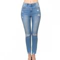 Salt Tree Women's Wax High Rise Push Up Destroyed Ankle Skinny Jeans