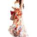 Women's Casual Chiffon BOHO Ladies Flower Gypsy Long Maxi Full Skirts Sundress