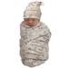 Wonder Nation Baby Boys Swaddle Blanket and Knot Cap Baby Shower Gift Set, 2 Piece Set