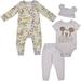 Disney 3 Pack Mickey Mouse Jogger and Onesies Set with Cap, Bodysuit Bundle for Baby, Size 24M Off-White