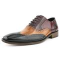 Asher Green Mens Leather Wingtip Lace Up Oxford Dress Shoes Burgundy/ Tan/ Black Size 11