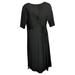 Cuddl Duds Petite Dress 1XP Petite Flexwear Draped Tie Front Black A373516