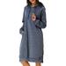 Women Casual Hooded Pullover Long Sleeve Hoodies Sweatshirt Pockets Midi Dress