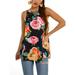 Womens Summer Floral Tank Tops Flowy Sleeveless Button Sleeveless Blouse Shirt