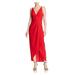 AQUA Womens Red Sleeveless V Neck Tea-Length Hi-Lo Cocktail Dress Size 0