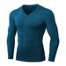 Hazel Tech Men's Plus Velvet V-neck Fitness Long-sleeved PRO Tight Training Suit High-elastic Running Sports Shirt