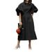 Women's Puff Sleeve Round Neck Solid Loose Dress Plus Simple Comfy Holiday Dresses