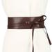 One Opening Women Girl Leather Self Tie Bow Wrap Around Wide Waist Band Belt