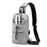 TOLOG Sling Bag Outdoor Crossbody USB Charger Backpack with Bottle Holder Small Compact Chest Shoulder Hiking Traveling Daypacks for Women & Men Grey