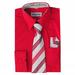 Berlioni Boy's Dress Shirt, Necktie, and Hanky Set - Many Color and Pattern combinations Red 18