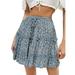 Lumento Holiday Mini Dress For Womens Polka Dot Floral High Waist Ruffle Skirt Boho Beach Casual Cute Pleated Flared Mini Skater Skirt