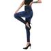 Lumento Women High Waist Jeans Denim Printed Leggings Skinny Seamless Stretchy Skinny Pencil Pants Dark Blue XL