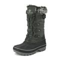 DREAM PAIRS Ankle Snow Boots Boys Girls Winter Warm Lace Up Waterproof Boots Shoes KRIVER-1 BLACK/GREY Size 6