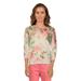 Alfred Dunner Womens Comfort Soft Shimmery Floral Lightweight Sweater