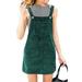 QQtangYA Women Corduroy Straight Suspender Mini Bib Overall Pinafore Casual Pocket Dress