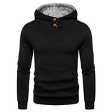 MIARHB Men Autum Winter Long Sleeve Hooded Sweatshirt Solid Color Outwear Tops Blouse Long Sleeve Tops Long Sleeve Tops