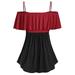 Women Off Shoulder Plus Size Blouse Two Tone Bowknot Camis Ruffled T Shirt Tops