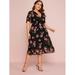 Women's Plus Size Surplice Front Floral Print Overlay Dress