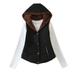 Lanhui Women Solid Short Outerwear Cotton Jackets Pocket Loose Stand Vest Coats