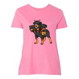 Inktastic Trick or Treating Cerberus Rottweiler in Cat Costume Adult Women's Plus Size T-Shirt Female