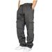 Men's Rope Loosening Waist Solid Color Pocket Trousers Loose Sports Trousers