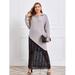 Women's Plus Size Drop Shoulder Notch Neck Contrast Lace Sweater Dress