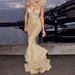 Mojoyce Sling Women Bodycon Fish Tail Sequins Luxury Ruffle Hem Night Dress (M)