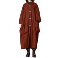 ZANZEA Women Autumn Winter Hooded Corduroy Coat Button Down Long Outwear