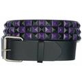 3-row Metal Pyramid Studded Leather Belt 2-tone Checker Punk Rock Goth Emo Biker - L / Black And Purple Studs On Black Belt