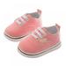 Baby Shoes - Solid Sneaker Canvas Soft Anti-Slip Sole Casual Shoes Newborn Infant First Walkers Toddler (Pink)