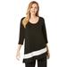 Jessica London Women's Plus Size Asymmetrical-Hem Colorblock Tunic