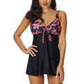 STARVNC Women Two Pieces Floral Printed Halterkini Sweetheart Neckline Ruffle Skirted Swimsuit