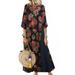 Women's Plus Size Casual Floral Summer Loose Maxi Dress Holiday Beach 3/4 Sleeve Sundress