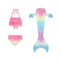 Multiple Types Baby Kids Girl Tankini Set Swimming Mermaid Tail 3PCS Bikini Sets Swimwear For Girls 7-16 Swimsuit With Monofin Beachwear Bathing Suit Swimming Costumes Swimmable Flippers