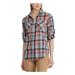 RALPH LAUREN Womens Pink Pocketed Plaid Cuffed Collared Button Up Top Size PS