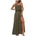 Sexy Dance Women Strapless Maxi Dress Ruffle Boho Side Split Elastic Dress Ladies Leisure Baggy Holiday Cocktail Party Tube Top