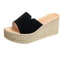 MIARHB Fashion Women Peep Toe Suede Beach Sandals Rome Slip-On Casual Wedges Shoes