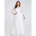 Ever-Pretty Womens Plus Size Simple Lace Stitching Long Wedding Prom Dress 7412B White US20