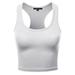 A2Y Women's Basic Cotton Casual Scoop Neck Sleeveless Cropped Racerback Tank Tops White L