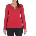 Women's Casual Henley Knit with Crew Neck