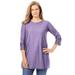 Woman Within Women's Plus Size Crochet-Trim Three-Quarter Sleeve Tunic